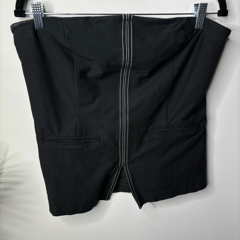 CAMILA COELHO Black Contrast Stitch Peplum Strapless Top - Picture 4 of 7